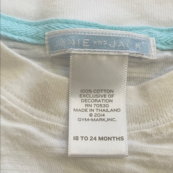 Janie and Jack Striped Short Sleeve Tee - Cream, Blue, Pink - Picture 4 of 5